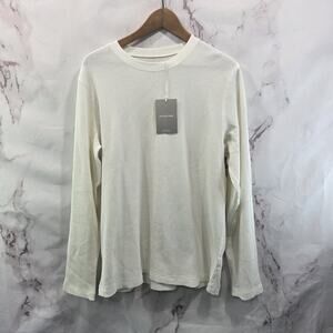 Everlane Shirt Mens Large Waffle Long Sleeve Crew Organic Thermal Cream Bone